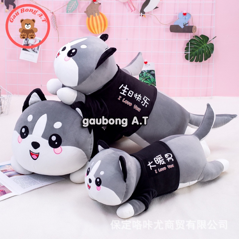 Gấu Bông Mèo Husky siêu to khủng lồ, thú nhồi bông mặt ngáo, gối ôm mèo ngáo size 40m-1m5