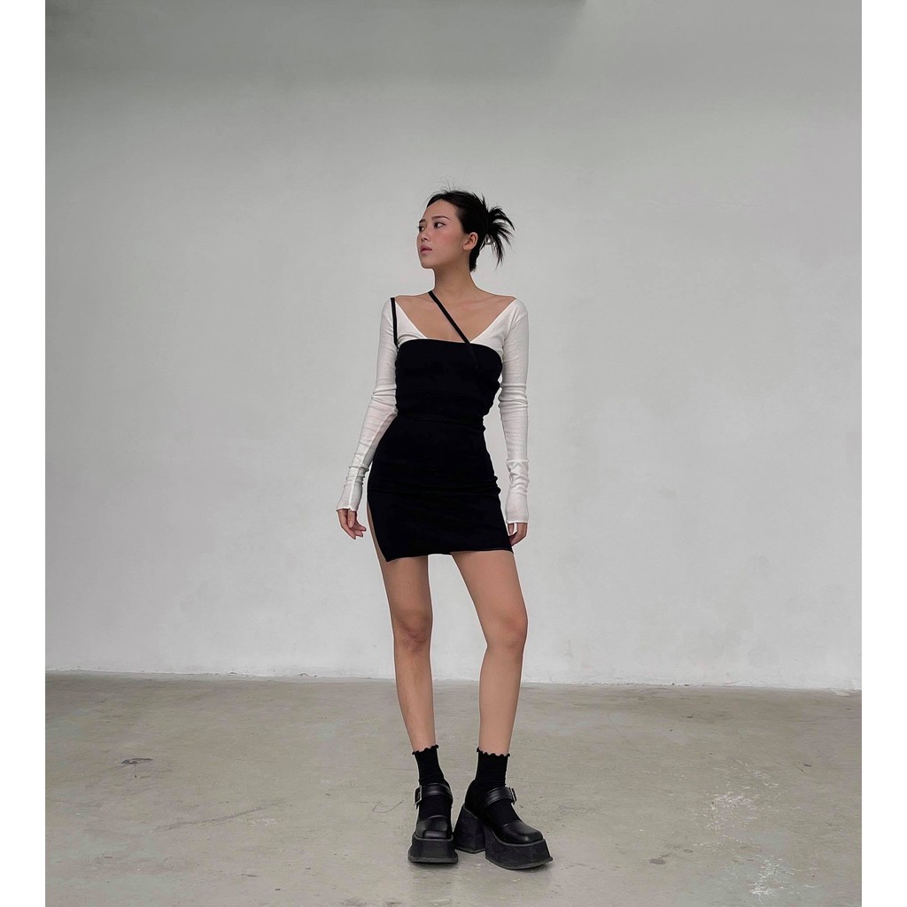 VINTAGEGOUT SET ĐẦM KHOÉT MỘT BÊN | BigBuy360 - bigbuy360.vn