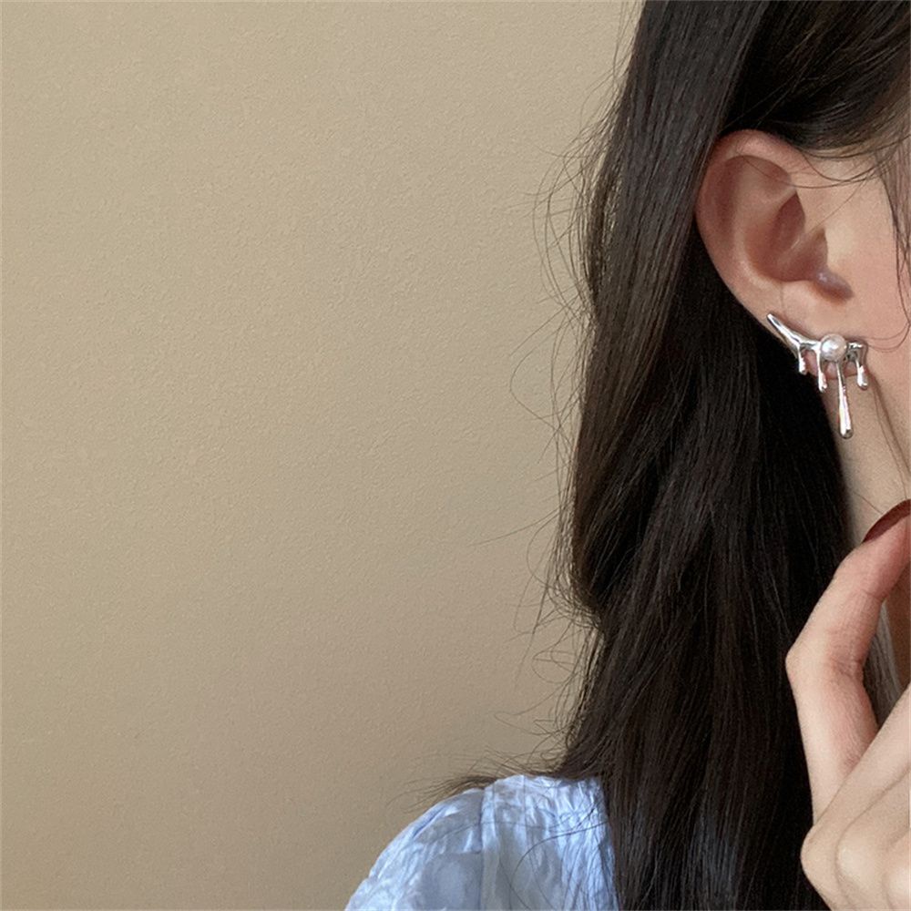 Bông tai hình học đính ngọc trai thời trang MIHAN1 cho nữ