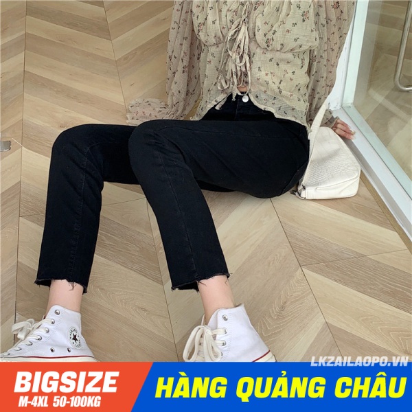 BIGSIZE Nữ (45-100kg) Quần jean dài lưng cao dáng rộng thời trang cá tính trẻ trung - quần denim bò cạp cao - Phong cách Hàn Quốc - quảng châu cao cấp
