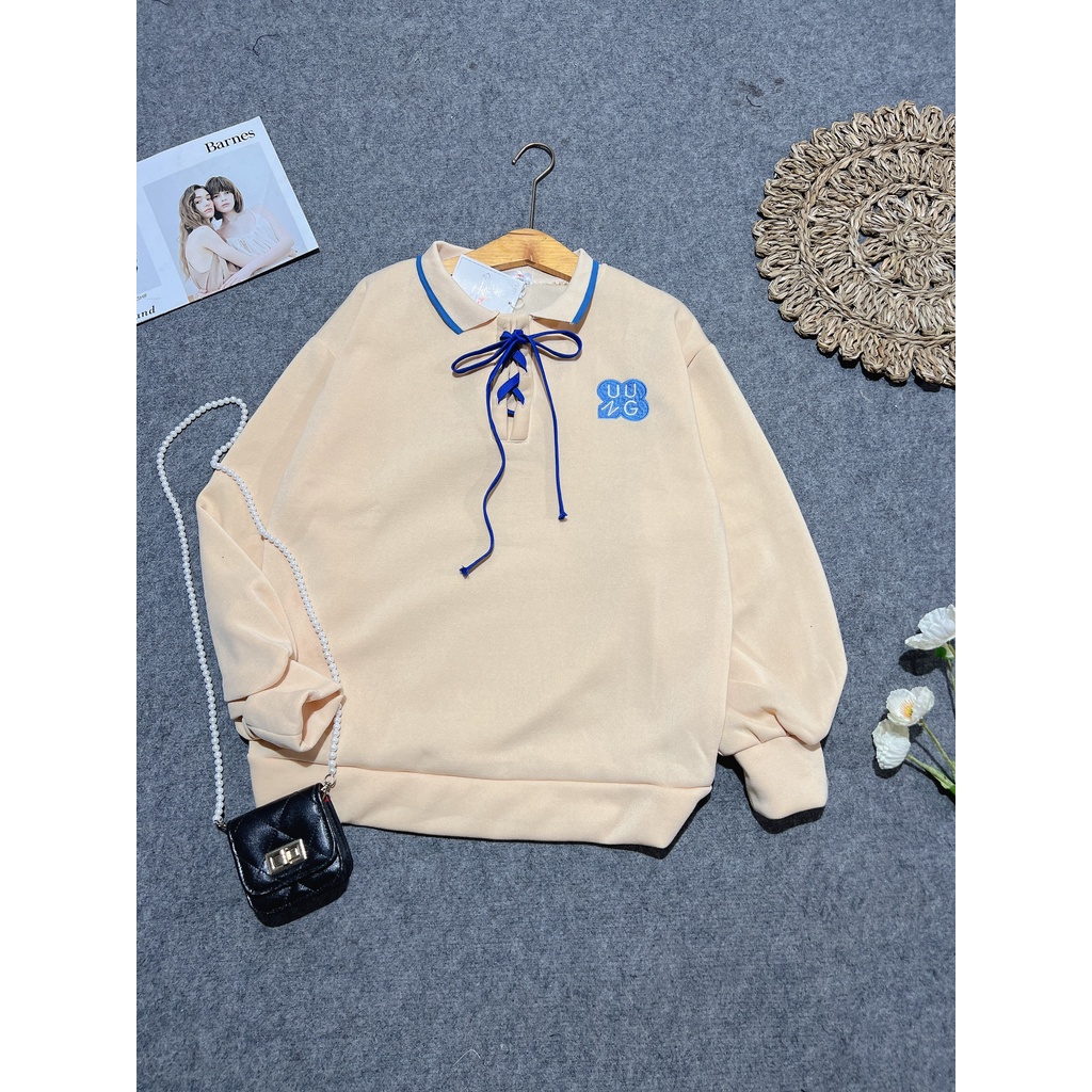 Áo thun polo dài tay có dây ở cổ siêu hot chuẩn trend.Form rộng y hình chất nỉ xịn mịn nam nữ đầu au to