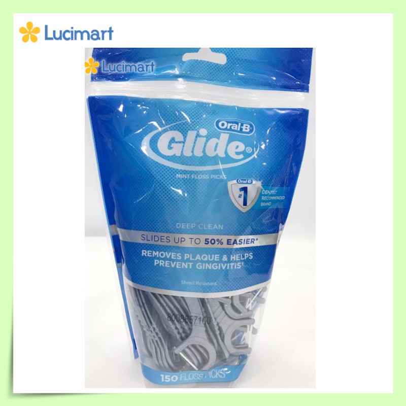 [HCM-Hàng Mỹ] Tăm chỉ nha khoa Oral B Glide Deep Clean Min Floss Picks từ USA (gói 150 cây)