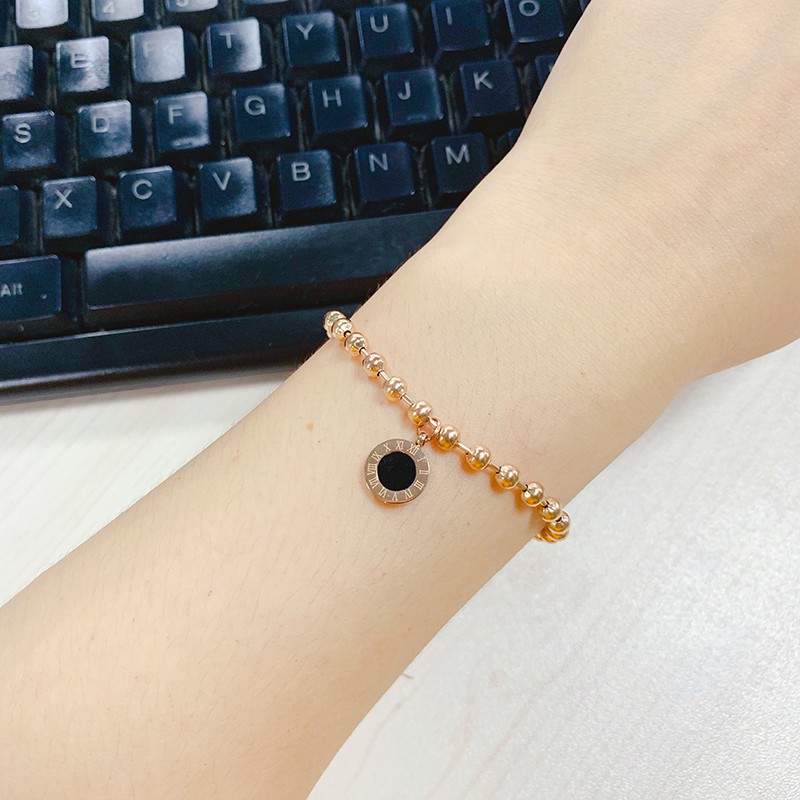 Vòng Tay Thép Titan Mạ Vàng Hồng 18K Phong Cách Âu Mỹ Thời Trang