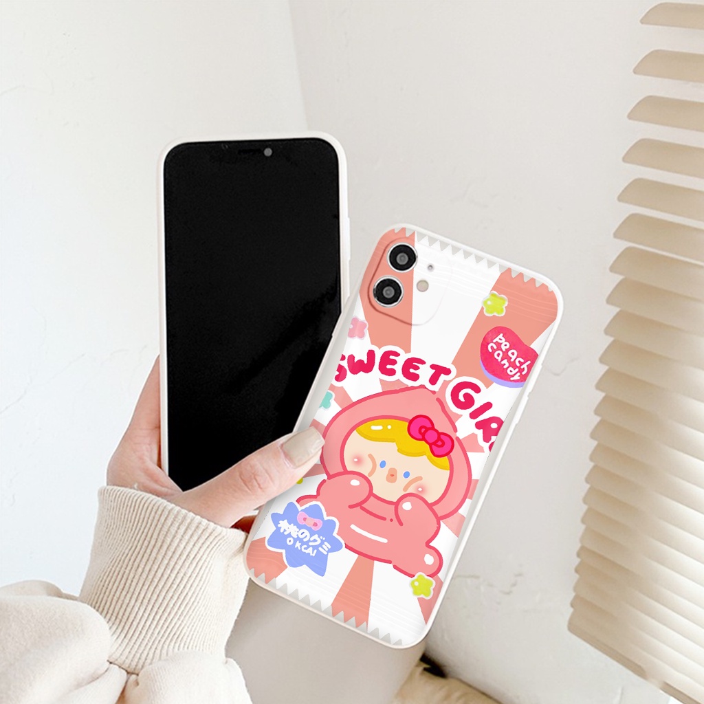 Ốp iphone - Ốp lưng iphone cạnh vuông bảo vệ camera sweet girl vỏ kẹo nền bóng dành cho ip 6 đến 14promax - ng430