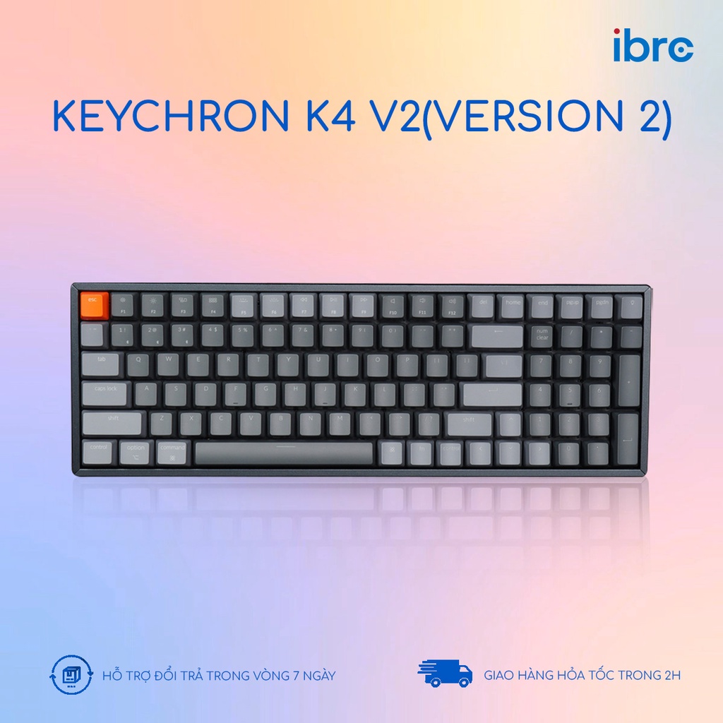 Bàn phím cơ KEYCHRON K4V2 . NHÔM . LED RGB . HOTSWAP . GATERON SWITCH