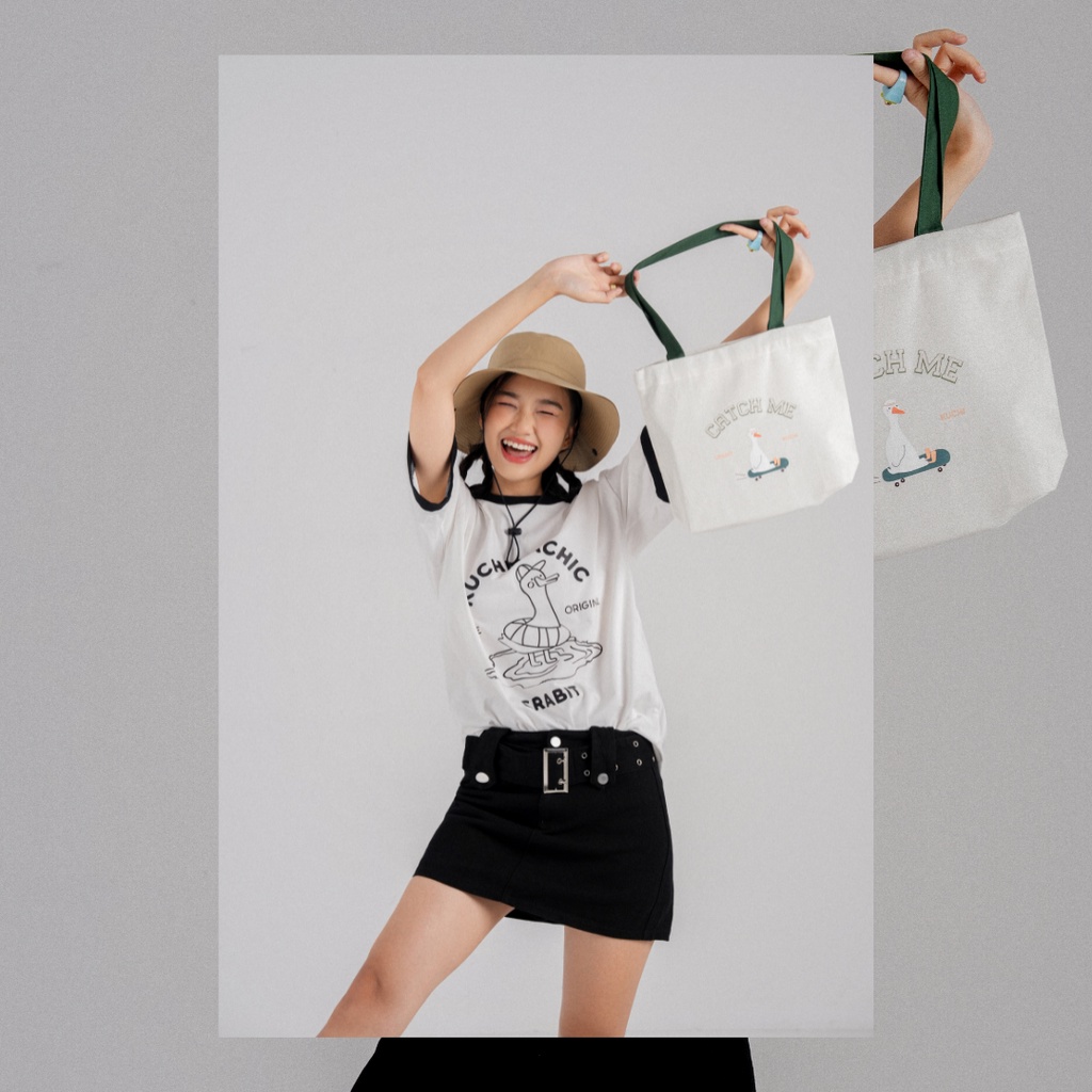 Túi tote canvas Crabit in hình basic