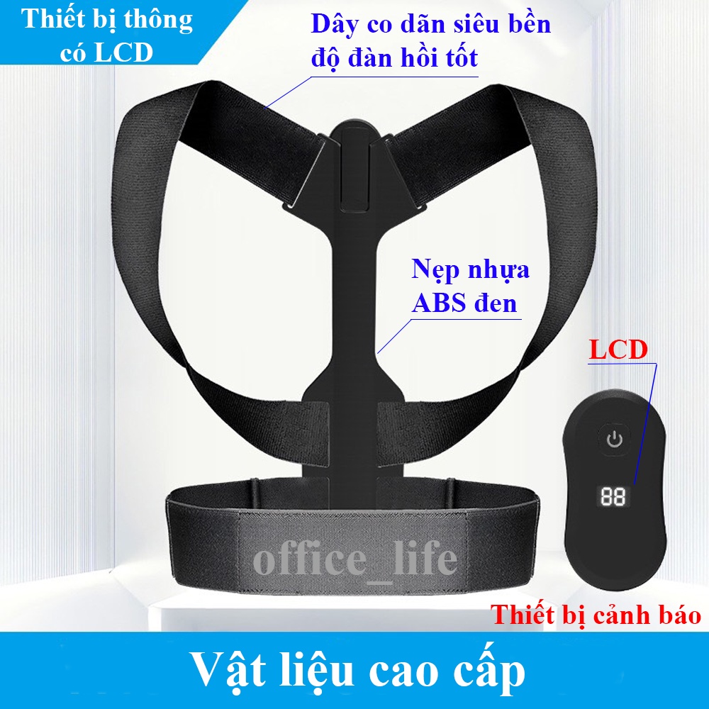 Đai Chống Gù Cảnh Báo Rung Thông Minh Màn Hình Kỹ Thuật Số Cao Cấp