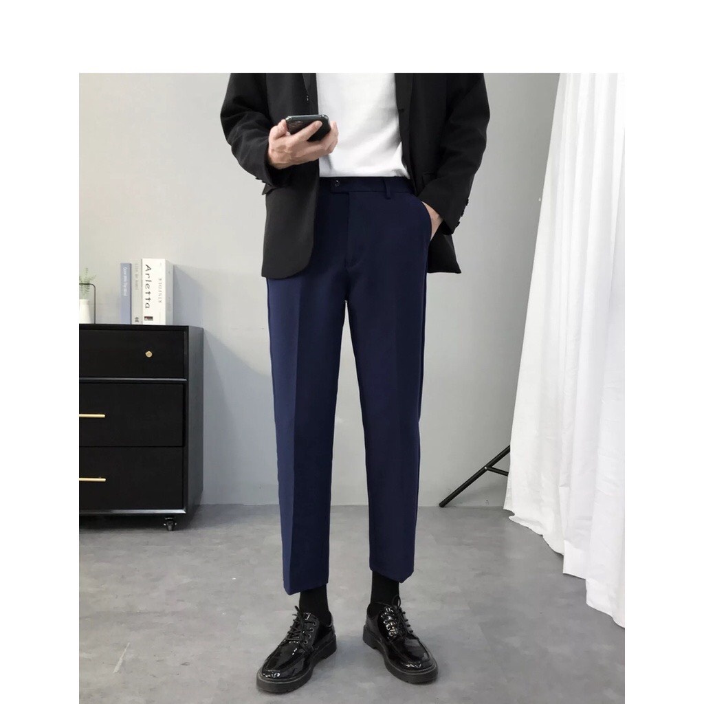 Quần âu nam vải lụa hàn co giãn,Quần baggy nam ống rộng không nhăn không xù loại tây âu Premium thời trang