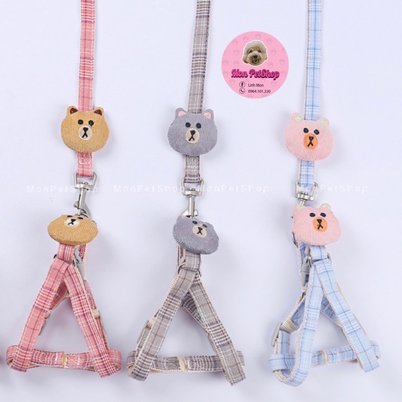 [Có sẵn] Xích dắt kèm yếm ngực hình gấu, ngôi sao cute
