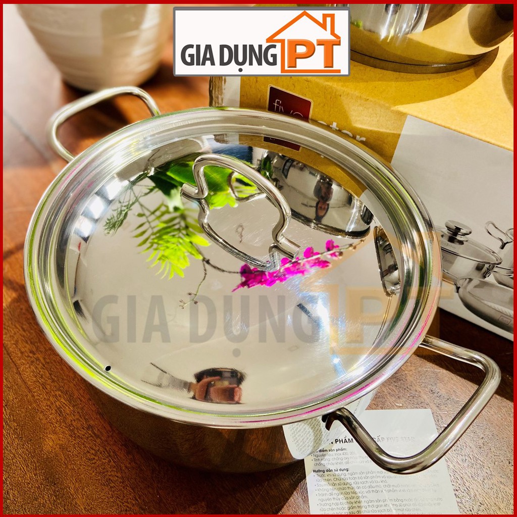 Bộ nồi Fivestar cao cấp 5 món, hàng chính hãng, inox 3 đáy cực đẹp, vung kính hoặc vung inox phù hợp mọi loại bếp