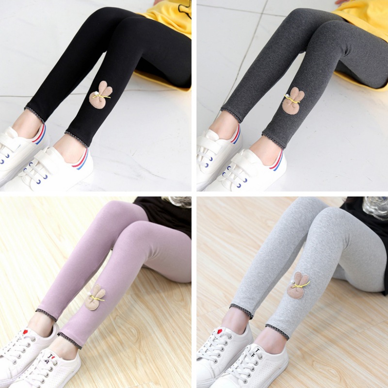 Quần Legging Phối Ren Hình Thỏ Xinh Xắn Cho Bé Gái