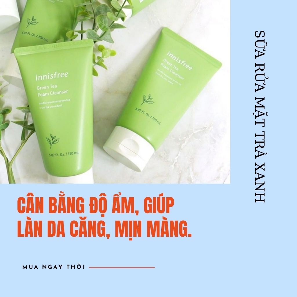 Sữa rửa mặt trà xanh ❤𝙁𝙧𝙚𝙚𝙨𝙝𝙞𝙥❤ Innisfree Green Tea Foam Cleanser Mẫu Mới