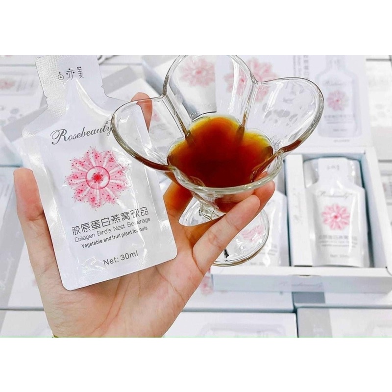 Gói lẻ Nước Uống Trắng Da Yến Rose Beauty Collagen