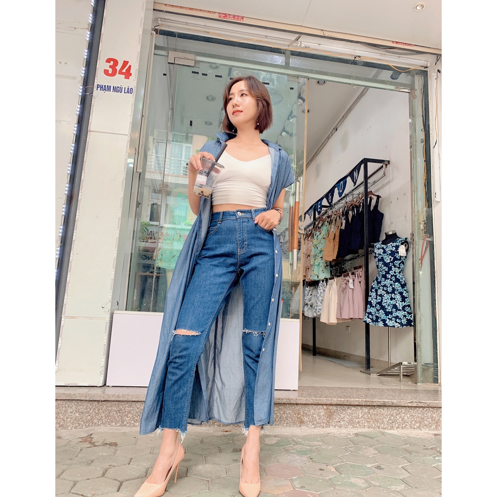 「Ảnh Thật」Aó Khoác Jean Mỏng ❤ Dáng Dài ❤ Free Size ❤