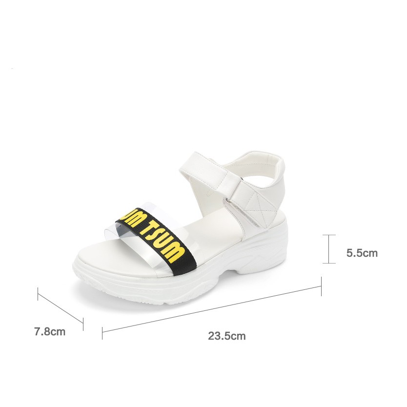 Sandal quai ngang Daphne, khóa dán tiện lợi  gót 5.5cm (có sẵn)