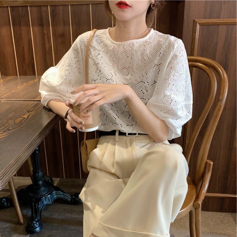 Áo Kiểu ZINNIE TOP hàng nhập quảng châu thiết kế tay bồng free size form sơ vin dễ mặc dễ mix đồ