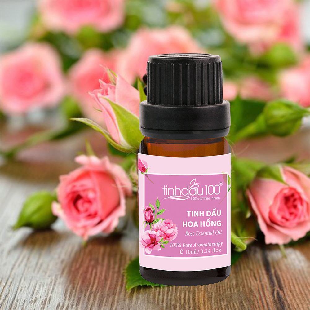 Tinh dầu hoa hồng Tinh Dầu 100. Tinh dầu hoa hồng nguyên chất cao cấp, xông mặt, xông phòng, massage chai 10ml