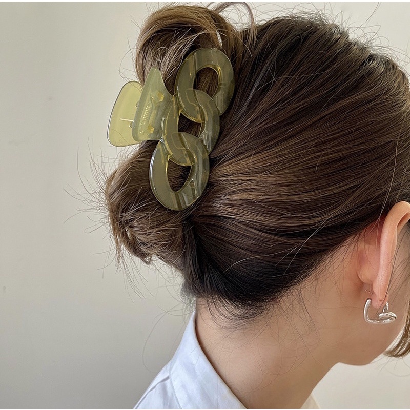 Kẹp Tóc Càng Cua Chuỗi Mắt Xích Jelly Acrylic Cầu Vồng Nhiều Màu