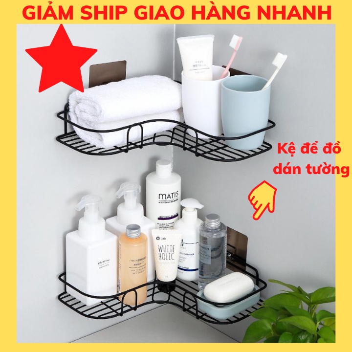 Kệ để đồ phòng tắm - Giá đựng dầu gội xà bông bàn chải dán tường sắt tĩnh điện kệ đựng gia vị đa năng