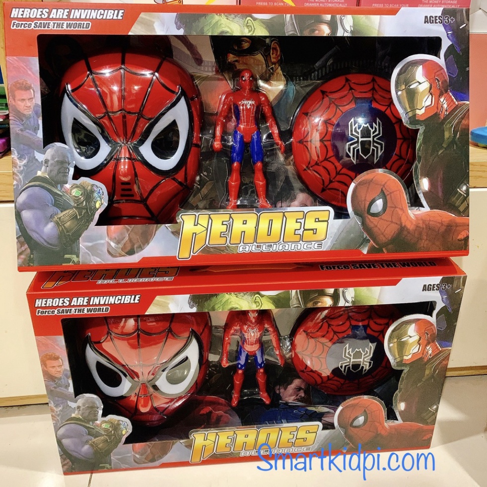 SET Đồ chơi người nhện phát sáng, khiên Spider Man kèm phụ kiện  siêu anh hùng
