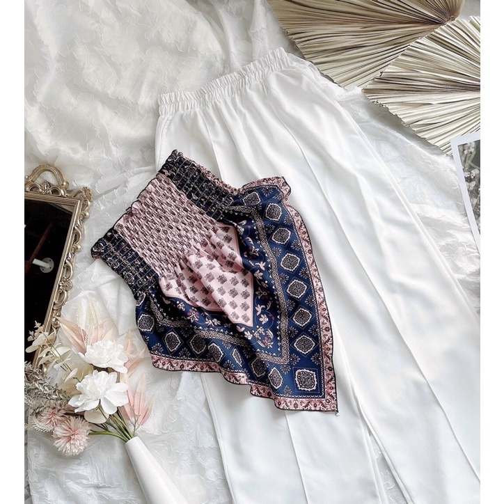 SET ÁO NHÚN THỔ CẨM QUẦN SUÔNG TRẮNG DÀI