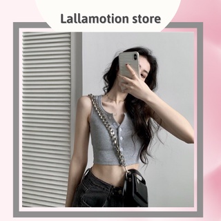 Áo thun gân croptop cổ tim dáng lửng ôm body lallamotion 16