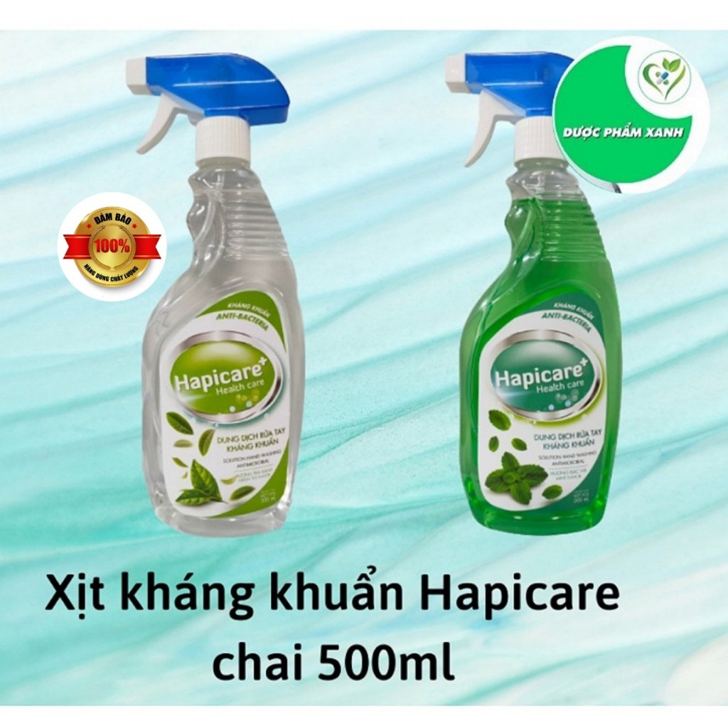 DUNG DỊCH RỬA TAY KHÁNG KHUẨN HAPICARE CHAI 500ML HƯƠNG TRÀ XANH