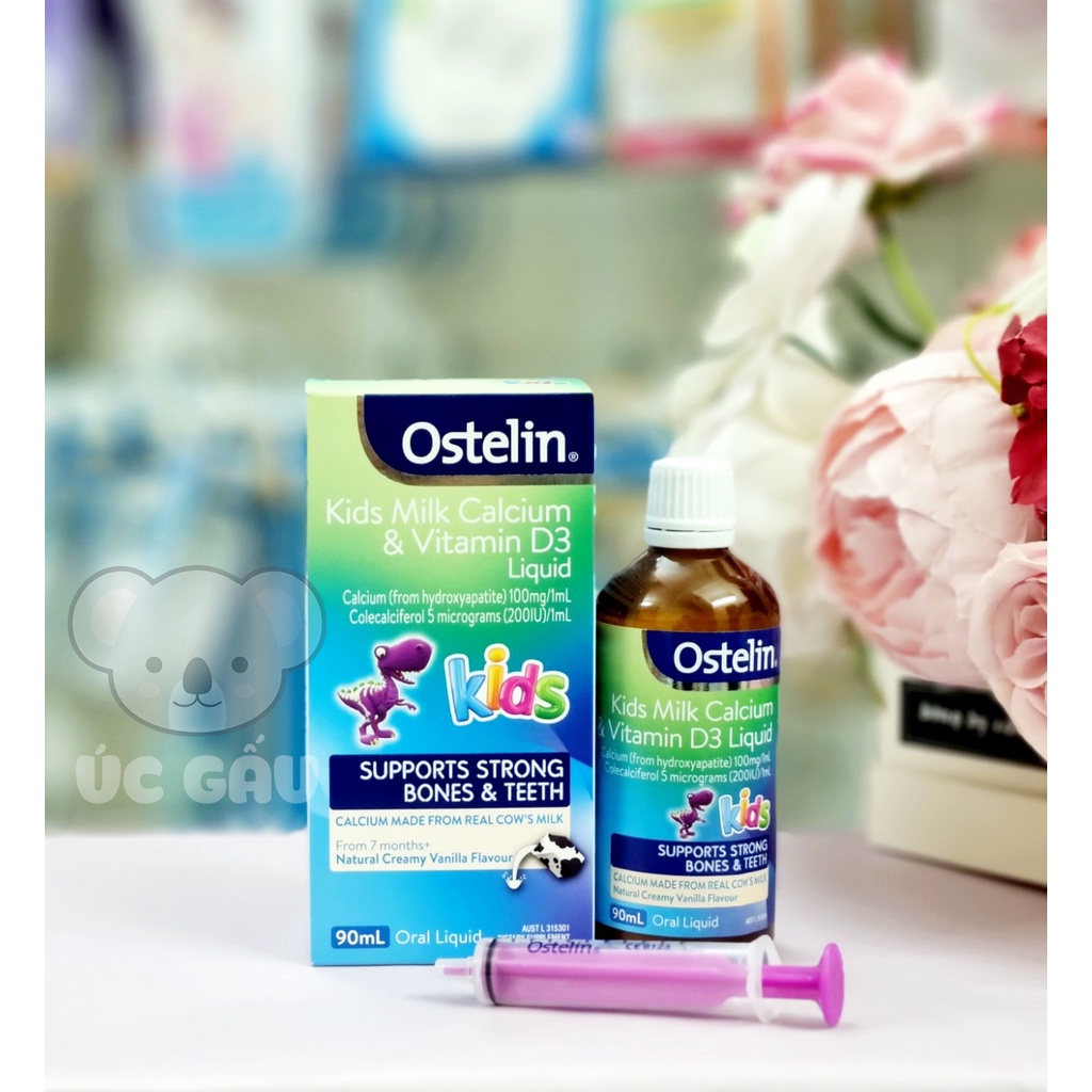 Canxi &amp; Vitamin D3 Ostelin dạng nước cho bé 90ml - Kids Milk Calcium &amp; Vitamin D3 Liquid Ostelin