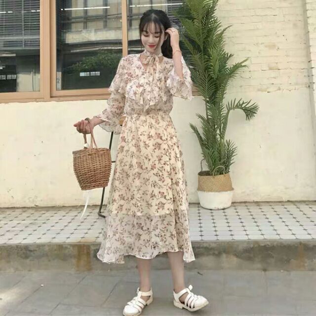 Váy hoa nhí vintage ulzzang phong cách hàn quốc | Shopee Việt Nam
