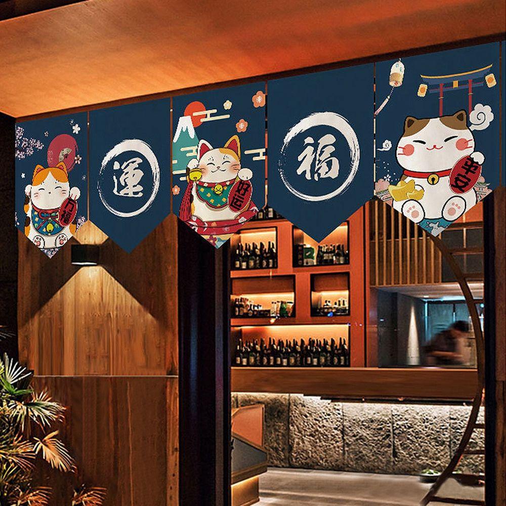 Rèm Cửa Sổ Phòng Khách / Nhà Hàng Hình Mèo May Mắn Kiểu Nhật Bản Dễ Thương