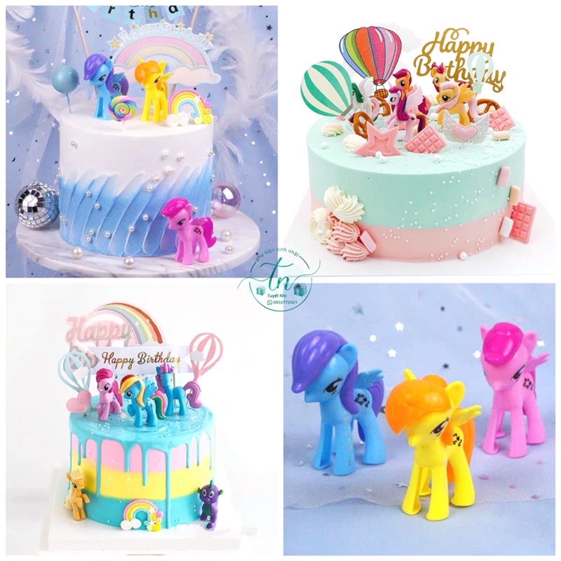 Set 3 ngựa Pony trang trí bánh phụ kiện sinh nhật