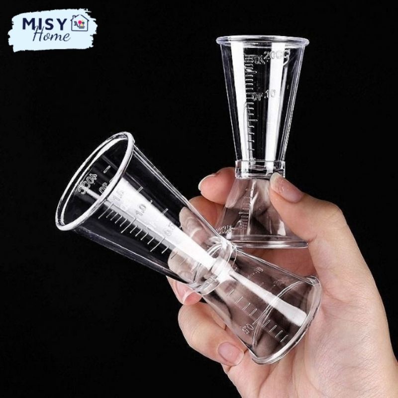 [Sỉ] cốc Ly đong pha chế cà phê siro rượu 2 đầu Jigger 20/40cc nhựa làm bánh, cocktail chuyên nghiệp đong định lượng