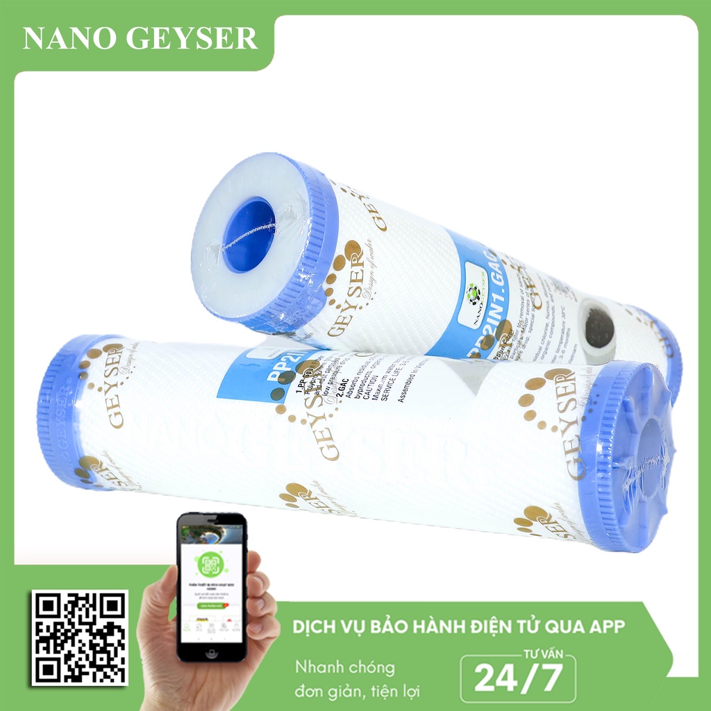 Lõi lọc nước số 1 máy Nano, Lõi PP.2in1.GAC Nano Geyser (Dùng cho các dòng máy lọc nước Nano, ECO, ECO H, ION...)