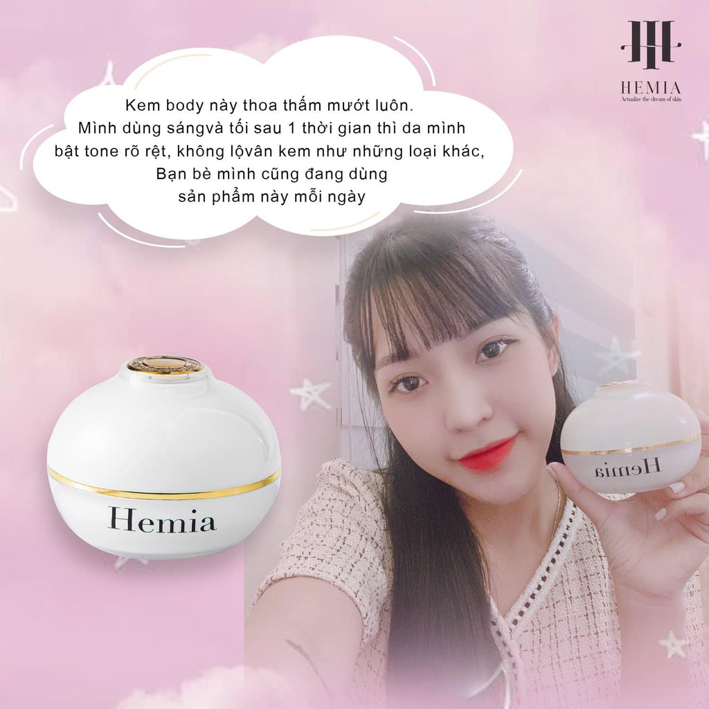 Chính Hãng Kem dưỡng toàn thân Hemia Whitening Body Cream 150g dưỡng trắng, cấp ẩm, chống nắng, make up da