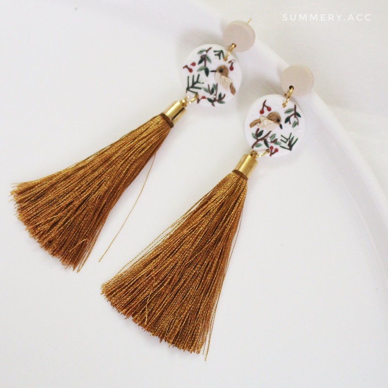 Khuyên tai SUMMERY hoạ tiết handmade nặn thủ công siêu nhẹ, chống thấm nước