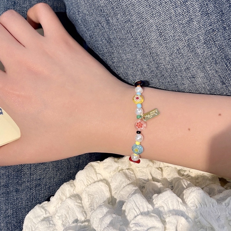 Vòng Tay Chuỗi Hạt Đá Thủy Tinh Phong Cách Retro Thời Trang