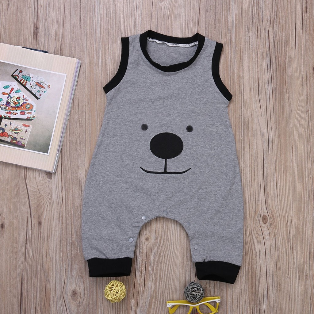 ღ♛ღHot Summer Cute Baby Boys Bear Clothes Sleeveless Bodysuit Jumpsuit Romper Outfits