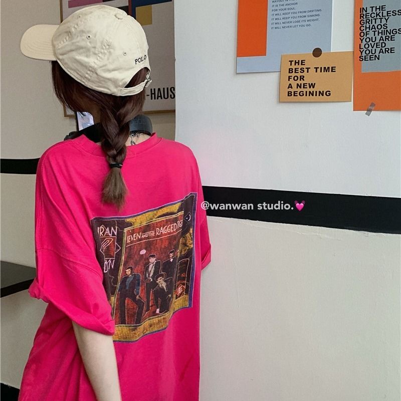 Áo thun cotton ngắn tay dáng rộng thiết kế mới thời trang mùa hè theo phong cách hồng kông năng động