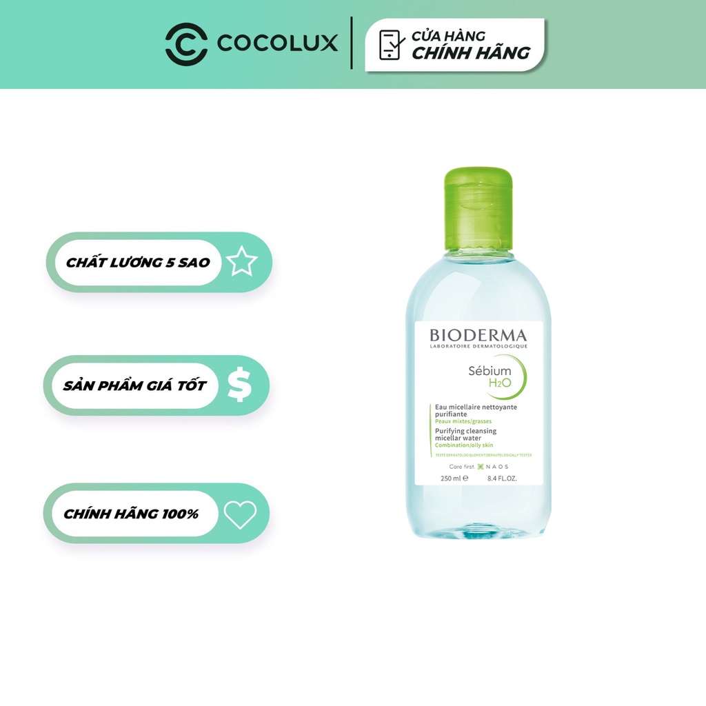 [Mã SKAMCLU9 giảm 10% đơn 100K] [Công Ty, Tem Phụ] Nước Tẩy Trang Bioderma xanh Sébium H2O 500ml - [Coco shop]