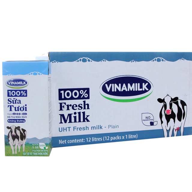 Sữa Tươi Vinamilk không đường 1 thùng 12 hộp