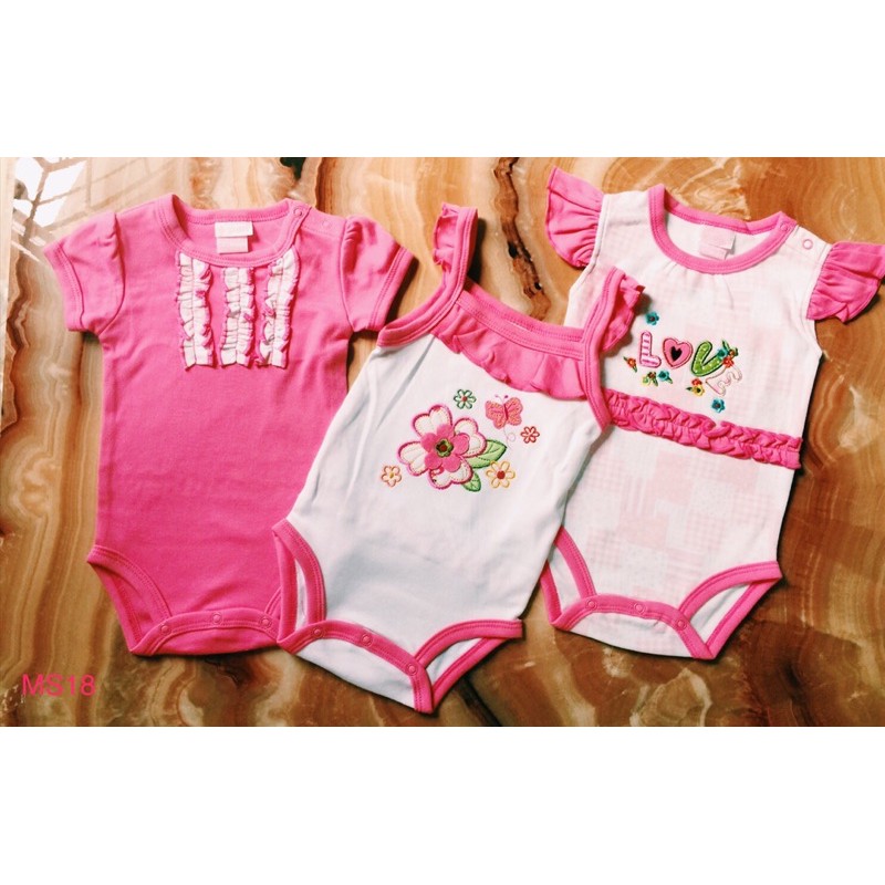 Set 3 cái bodysuit / body chip bé gái Thái Lan size 3-9 ký