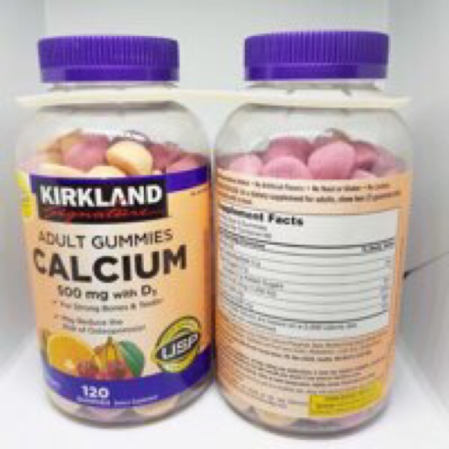 [HSD 07/2023] Kẹo dẻo Canxi Kirkland Signature Adult Gummies Calcium 500mg with D3 – 120 viên7/2023