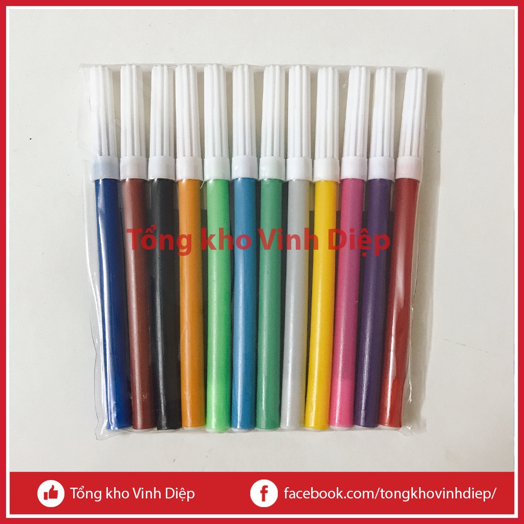 Bộ bút màu dạ vẽ học sinh 12 màu, bộ bút dạ màu cấp 1