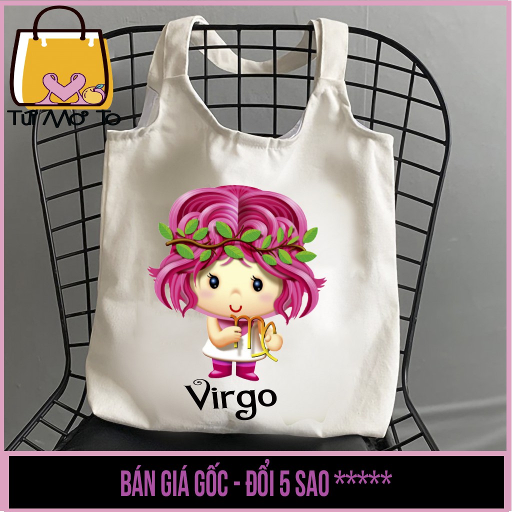 Túi tote túi vải túi canvas quai tròn có khóa kéo in hình 12 CUNG HOÀNG ĐẠO - Cung Xử Nữ (Virgo) - Túi Mơ To store