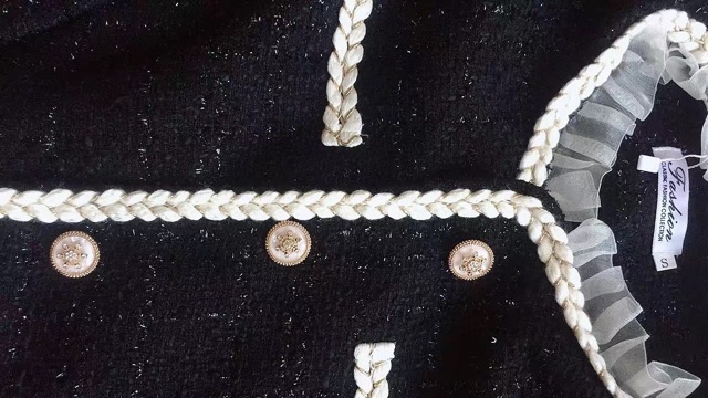 Áo khoác dạ tweed đen cổ tay voan bèo dáng ngắn [Ảnh thật 4-9] | BigBuy360 - bigbuy360.vn