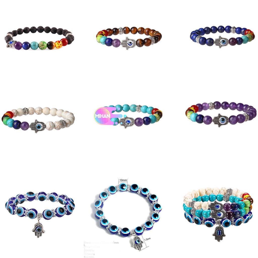 1/3 vòng tay chuỗi hạt đá mắt quỷ thời trang cho nữ