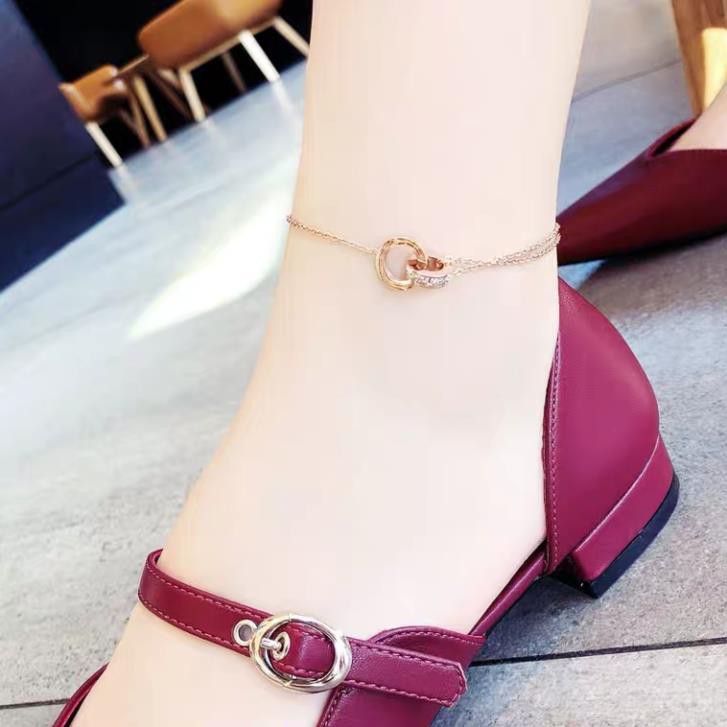 [HÀNG CAO CẤP] Lắc Chân Nữ, Lắc Chân Titan Không Han Gỉ - Mẫu 2 Mặt Lồng Nhau Đính Đá | BigBuy360 - bigbuy360.vn