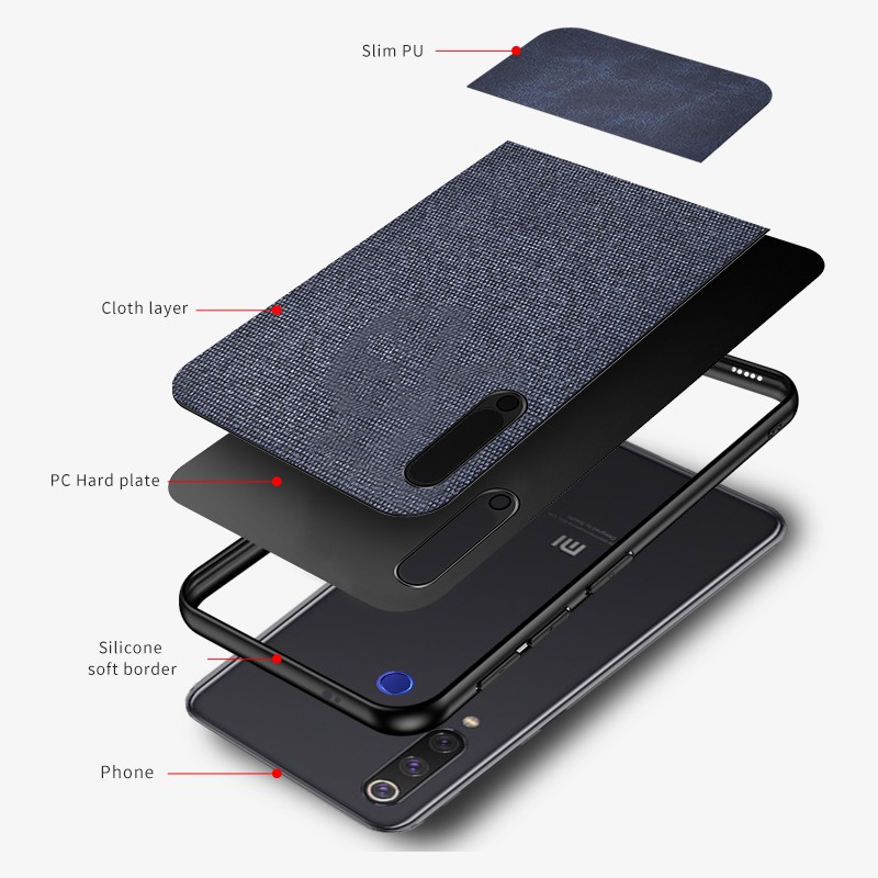 Xiaomi Mi 8 9 A1 A2 A3 Lite Poco F2 Pro Leather Spliced Fabric Thin Phone Case Shockproof Casing Matte Protection Soft Shell Cover