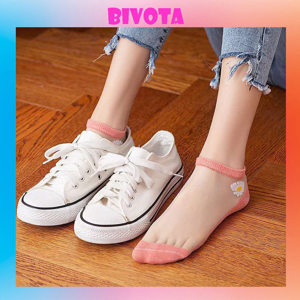 Tất cổ ngắn Bivota Ren Lụa Công Chúa Hoa Cúc Hot Trend Cực Xinh T08