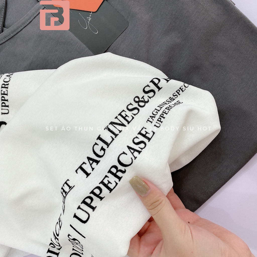 Set áo thun giấy mix váy body QA105